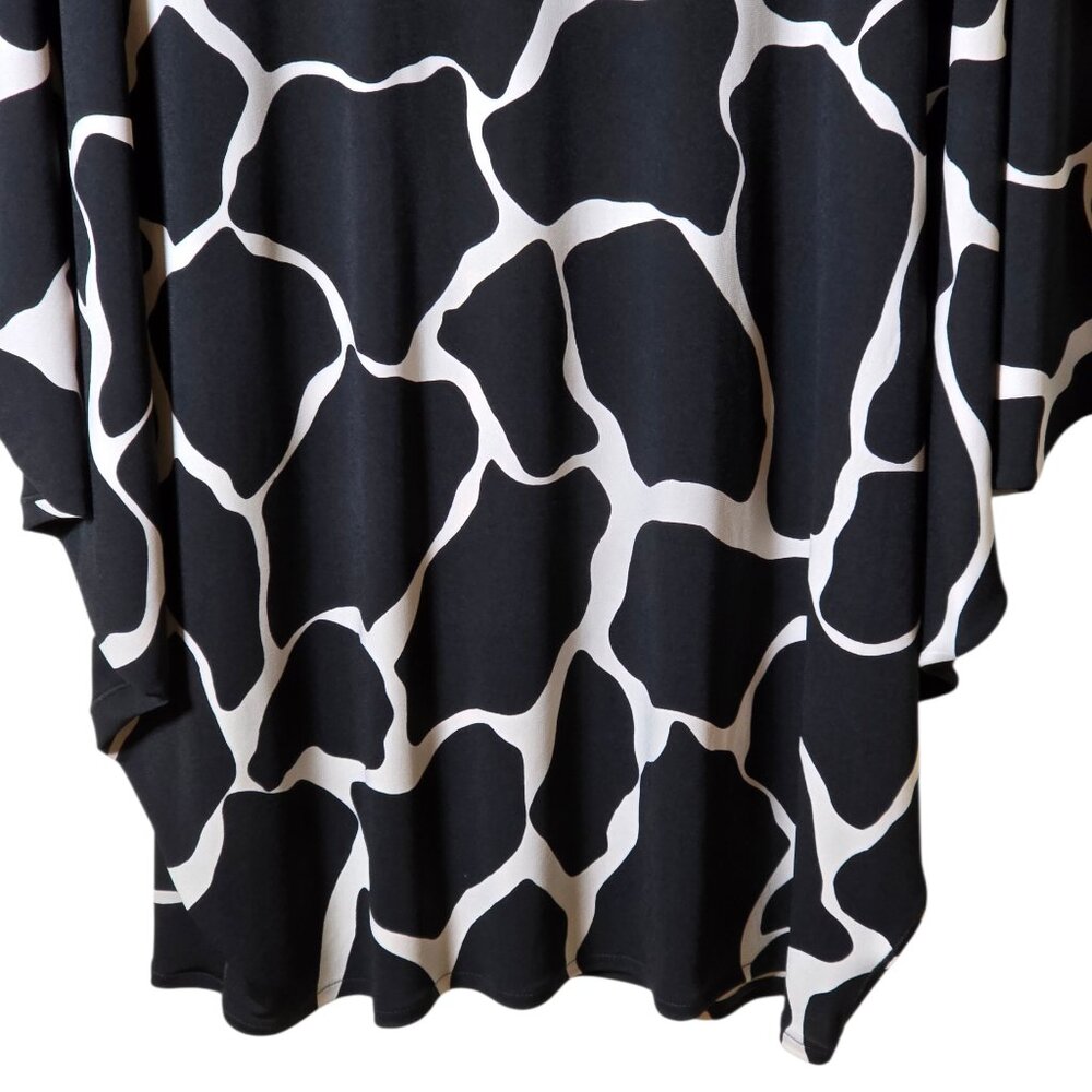 Eva Varro Top Womens Large Black/White Abstract Batwing Tunic Made USA/Artsy - Picture 3 of 12